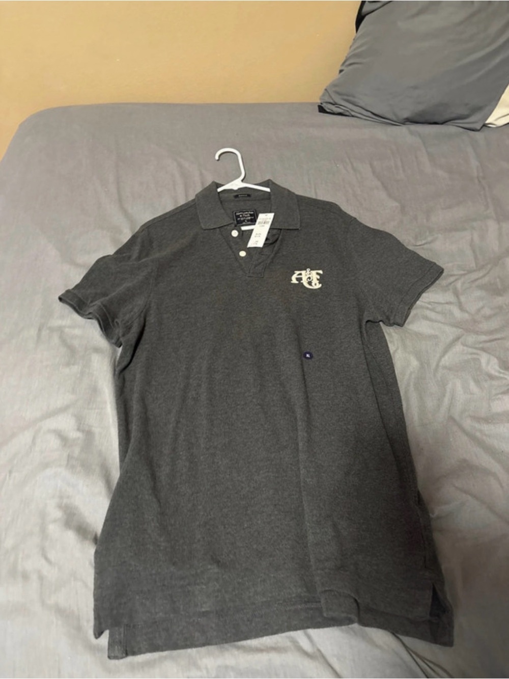 American Eagle Outfitters Charcoal Gray Polo with Embroidered Crest
